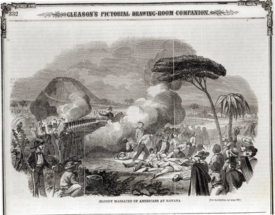 Massacre sangrento de americanos em Havana, em setembro de 1851, do "Companheiro pictórico da sala de visitas de Gleason" de American School