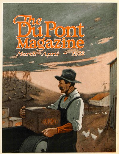 Máquinas Furadeiras e Explosivos Twin Helpers, capa da Revista DuPont, de março a abril de 1922 de American School