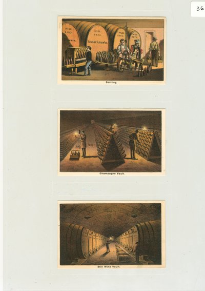 Engarrafamento e Cofre de Champanhe, Cartões de visita de uma adega, c.1876 (cor litho) de American School