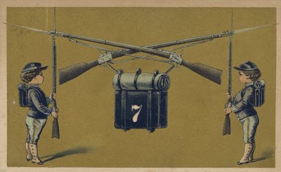Rapazes soldados com armas de American School