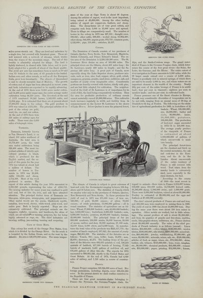 Exposição do bicho-da-seda brasileiro no Machinery Hall, Centennial Exposition, Philadelphia, Pennsylvania, EUA de American School