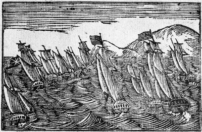 Vitória naval brilhante, ilustração broadside de American School