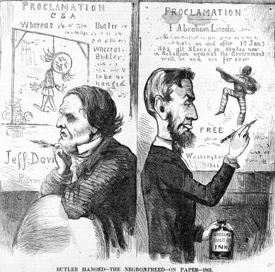 Mordomo enforcado, o negro livre, em papel, 1863 de American School