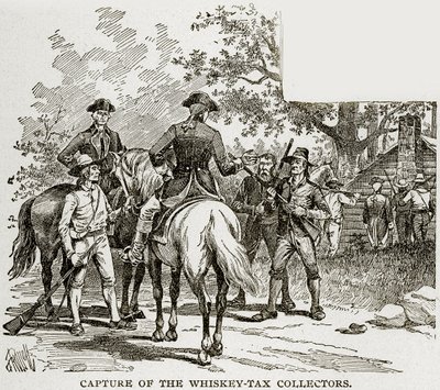 Captura dos coletores de impostos de uísque, ilustração de Columbus e Columbia, c.1893 de American School
