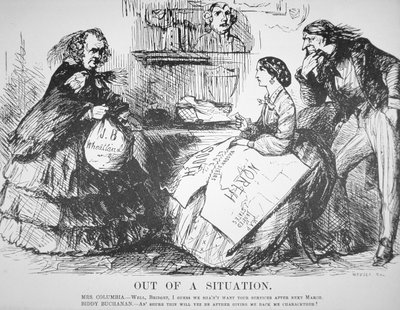 Cartoon in Vanity Fair Magazine satirizando a rejeição do povo americano a James Buchanan (1791-1868), 7 de Abril de American School