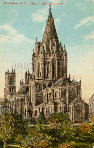 Catedral de St. John the Divine, Nova Iorque (cor litho) de American School