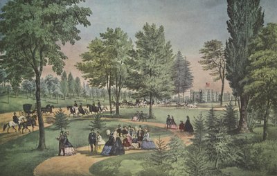 Central Park, The Drive, Currier e Ives, pub. 1862 de American School