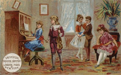 Crianças, tocando, instrumentos musicais, e, dançar de American School