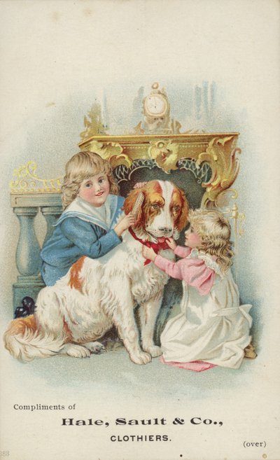 Crianças, tocando, com, cachorro grande de American School