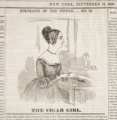 Cigar Girl, primeira página de "New York Sunday Atlas", 13 de setembro de 1840 de American School
