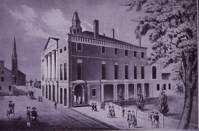 Câmara Municipal, Wall Street, Nova Iorque em 1790 (gravura) de American School