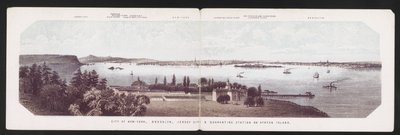 Cidade de Nova York, Brooklyn, Jersey City & Quarantine Station on Staten Island, c.1850 (cor litho) de American School