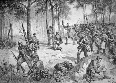 Ataque dos Confederados na Batalha de Gettysburg de American School