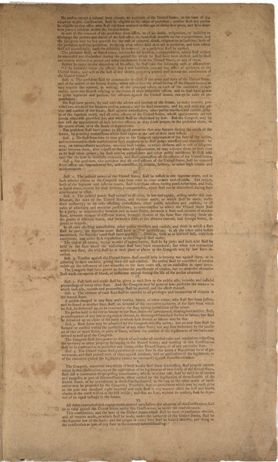 Constituição, primeira impressão, impressa por Dunlap & Claypoole, 17-19 de setembro de 1787 (ver também GLC 695933, GLC 695934 e GLC 695936) de American School