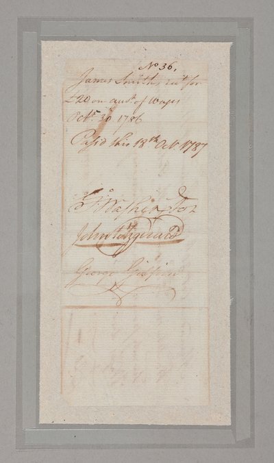 Convenção Constitucional: coleção de cartas e documentos assinados por 54 dos 55 delegados à histórica Convenção de 1787 (caneta e tinta no papel) (ver também 2561290-92) de American School