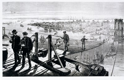 Construção, de, ponte brooklyn, nova iorque de American School