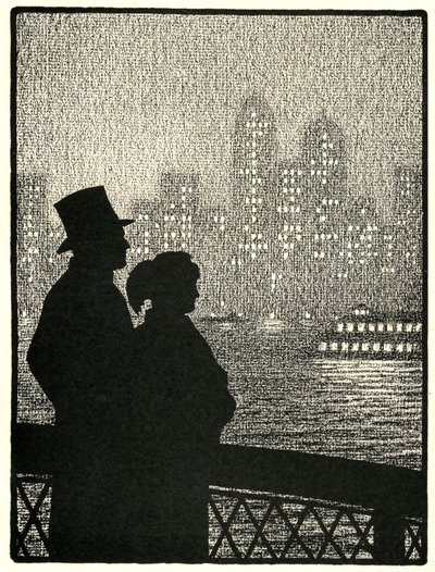 Casal Olhando para Manhattan Skyline de American School