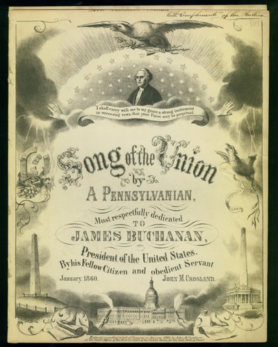 Capa de Canções da União por um Pennsylvanian ..., por John M. Crosland, 1860 de American School