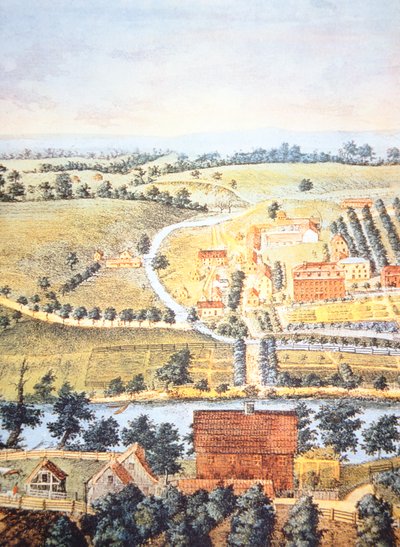 Terra cultivada da Pennsylvania em 1750 (cor litho) de American School