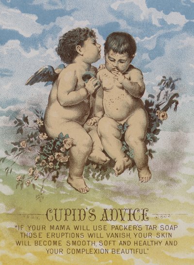 Cupido conselhos, publicidade de cartão de comércio americano Packers alcatrão sabão de American School