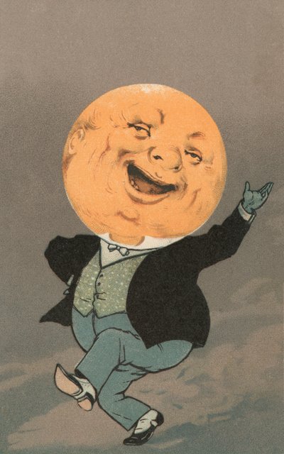 Aristocrata dançante com cabeça de Homem na Lua de American School