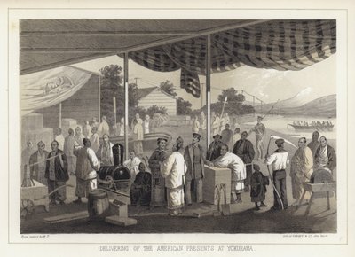 Entrega dos presentes americanos em Yokohama, Japão de American School