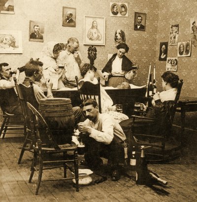 Detalhe de McCarthys Wake (Parte 1), 1899 (estereógrafo) de American School