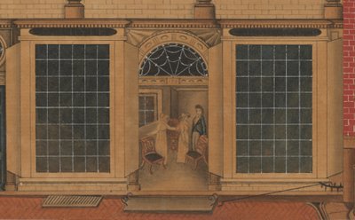 Detalhe da loja e armazém de Duncan Phyfe na Fulton Street na cidade de Nova York, c.1816-1817 (aquarela, caneta e tinta sobre papel) de American School