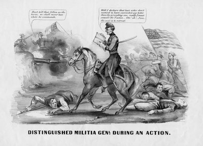 Distinta milícia genl. durante uma ação, publicada por Currier & Ives, Nova York, c. 1861 de American School