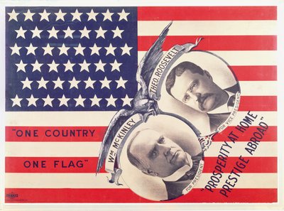 Cartaz eleitoral para a eleição presidencial americana de 1900 de American School