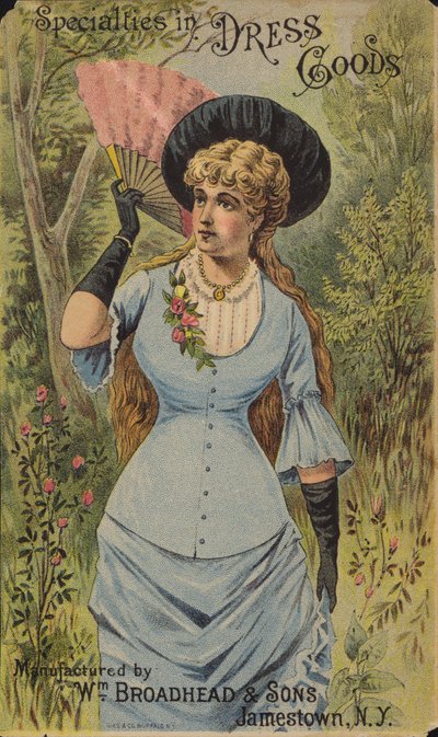 Elegante, senhora, segurando, ventilador de American School