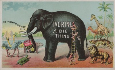 Elefante de publicidade sabonetes marfim de American School