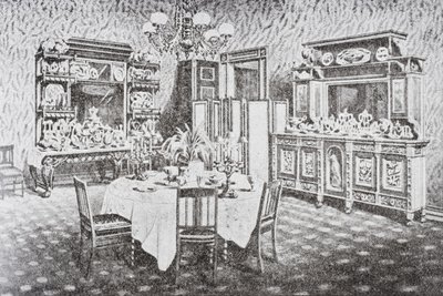 Família sala de jantar da Casa Branca na década de 1890, Washington DC, Estados Unidos da América de American School