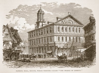 Faneuil Hall, Boston, que Webster chamou de O Berço da Liberdade, de um pub de livros. 1896 de American School
