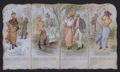 Calendário da moda para 1899 (litografia a cores) de American School