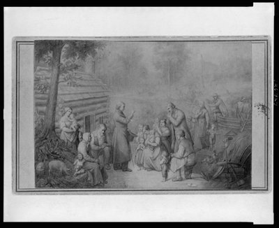 A descoberta pelo Padre Fenwick dos primeiros católicos em Ohio, c.1870 de American School