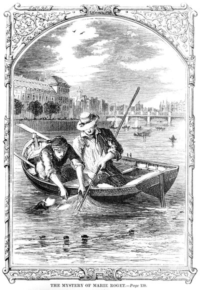 Frontispício para o mistério de Marie Roget por Edgar Allen Poe (1809-49) 1852 de American School