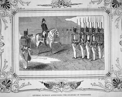 General Andrew Jackson fala à Milícia do Tennessee antes da Batalha de Horsehoe Bend, 27 de Março de 1814 de American School