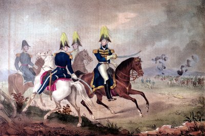 General William Henry Harrison (1773-1841) e Cajado na Batalha do Tamisa em 1813 de American School