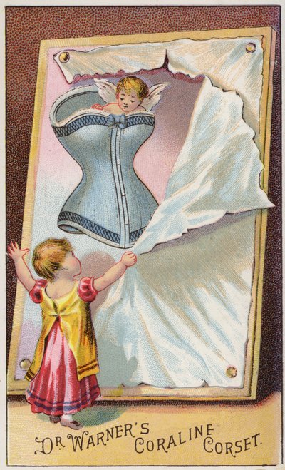 Menina, olhar, espartilho, quadro de American School
