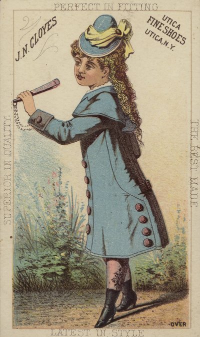 Menina, em, casaco azul, e, botas de American School