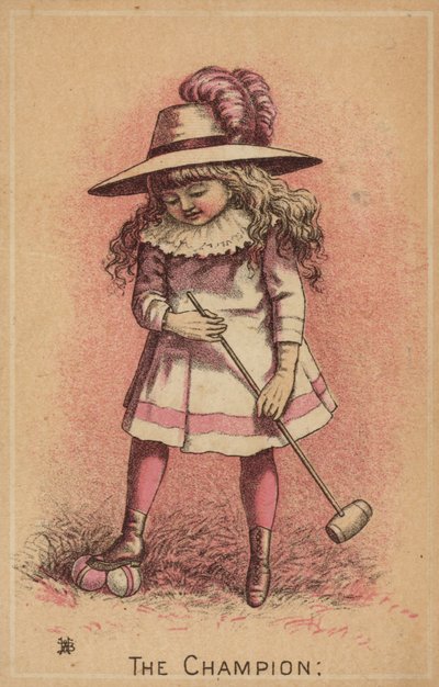 Menina jogando croquet, o campeão de American School
