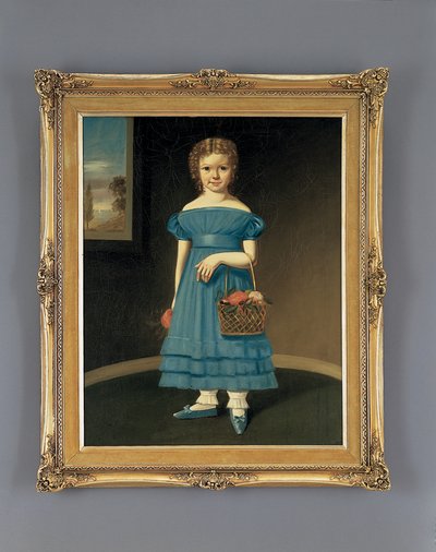 Menina com Cesta de Flores (óleo sobre tela) de American School