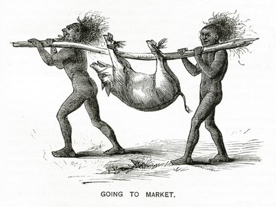 Indo ao mercado, ilustração de Appletons Journal, 4 de maio de 1872 de American School