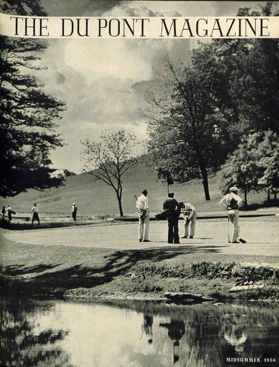 Jogadores de golfe, capa da revista DuPont, julho-agosto de 1936 de American School