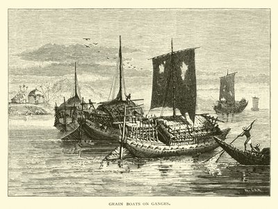 Barcos de grãos no Ganges de American School