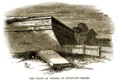 Tumba do chefe Seminole Osceola, como apareceu ao lado do Bastião Northwestern de Fort Moultrie em 1860, pouco antes da Guerra Civil Americana de American School