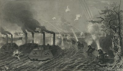 Barcos de arma e morteiro no Mississippi, c.1878 de American School
