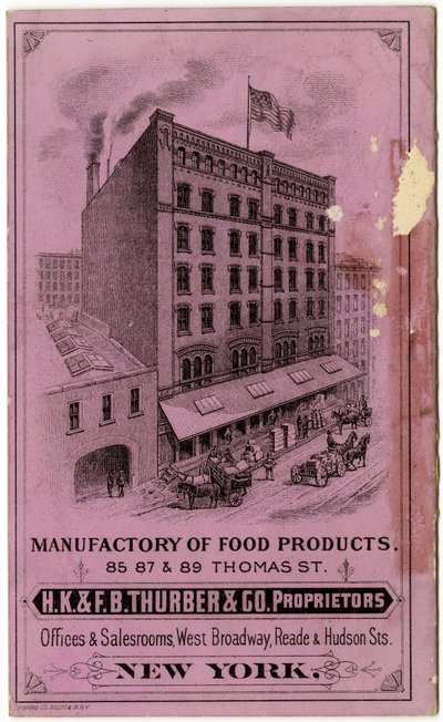 Livreto comercial HK & FB Thurber & Co., verso (livreto gravado) de American School