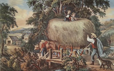Hora do Feno - A Última Carga, pub. 1868, Currier & Ives de American School